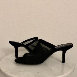 Zara Black Mesh Heeled Sandal